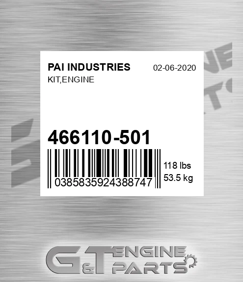 466110-501 Kit,engine for PAI INDUSTRIES