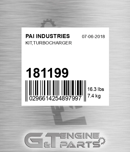 181199 Kit,turbocharger