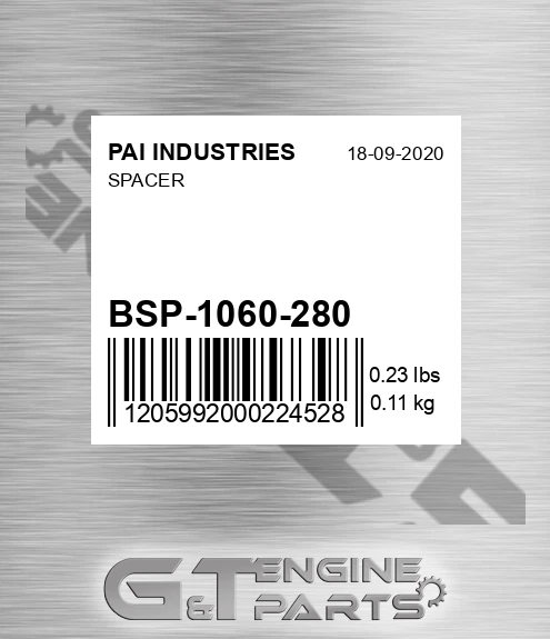 BSP-1060-280 Spacer for PAI INDUSTRIES