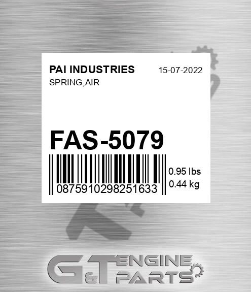 FAS-5079 Spring,air for PAI INDUSTRIES