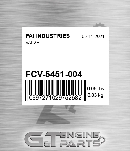 FCV-5451-004 Valve