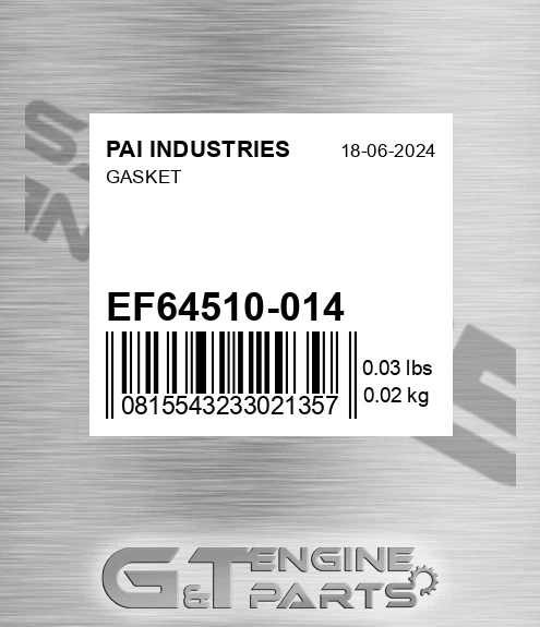 EF64510-014 Gasket for PAI INDUSTRIES