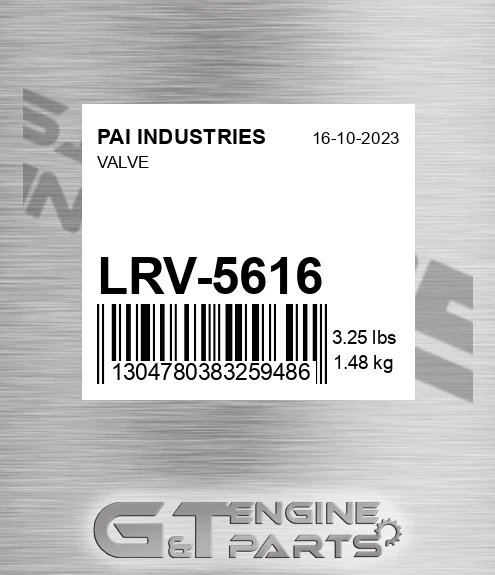 LRV-5616 Valve for PAI INDUSTRIES