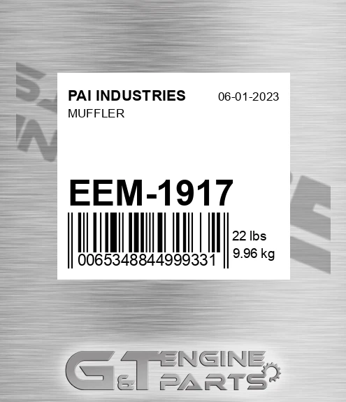 EEM-1917 Muffler for PAI INDUSTRIES