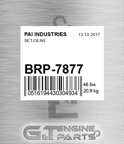 BRP-7877 Set,gear for PAI INDUSTRIES