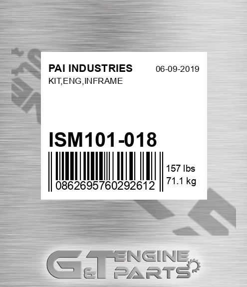 ISM101-018 Kit,eng,inframe for PAI INDUSTRIES