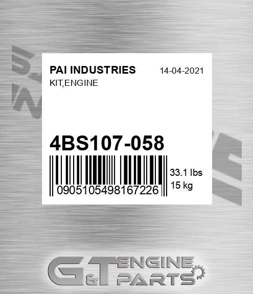 4BS107-058 Kit,engine for PAI INDUSTRIES