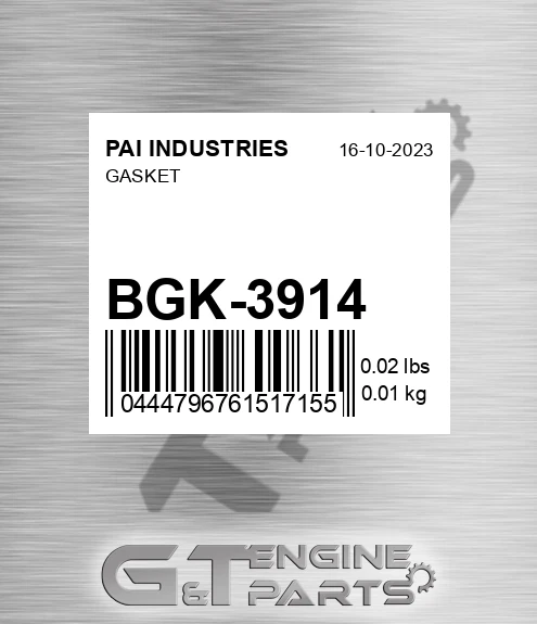 BGK-3914 Gasket for PAI INDUSTRIES