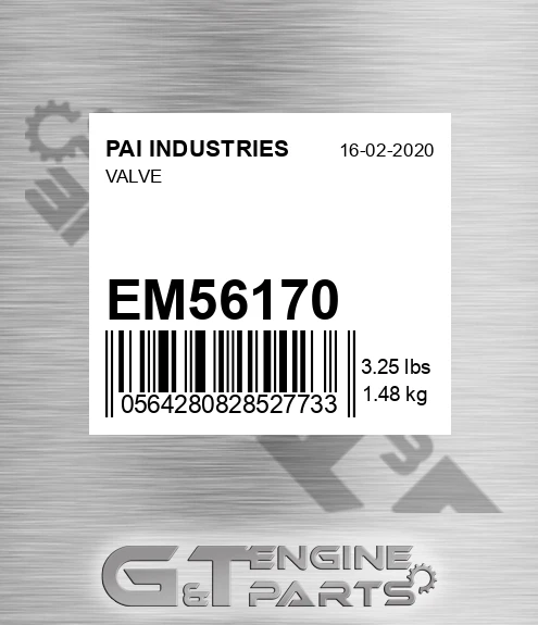 EM56170 Valve for PAI INDUSTRIES