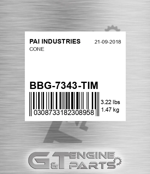 BBG-7343-TIM Cone for PAI INDUSTRIES