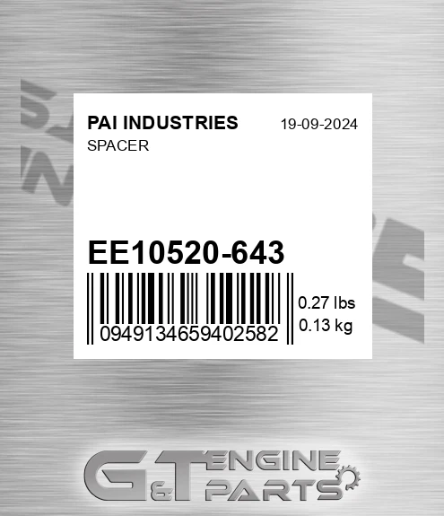 EE10520-643 Spacer for PAI INDUSTRIES