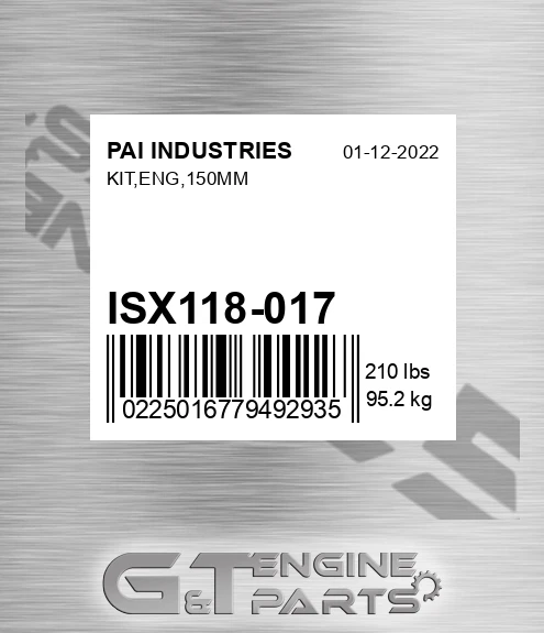 ISX118-017 Kit,eng,150mm for PAI INDUSTRIES