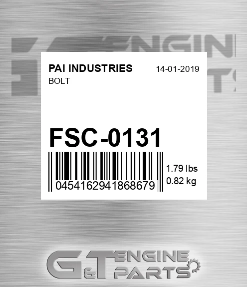FSC-0131 Bolt for PAI INDUSTRIES
