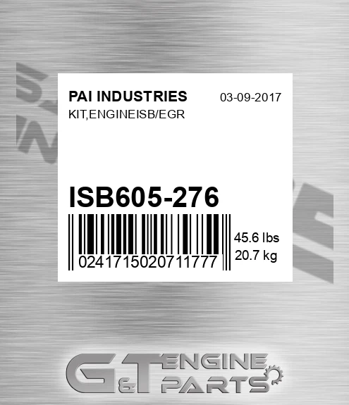 ISB605-276 Kit,engineisb/egr for PAI INDUSTRIES