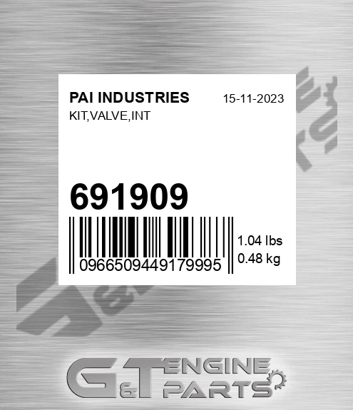 691909 Kit,valve,int for PAI INDUSTRIES