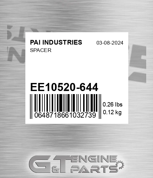 EE10520-644 Spacer for PAI INDUSTRIES