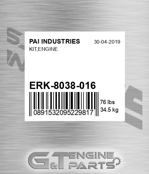 ERK-8038-016 Kit,engine for PAI INDUSTRIES