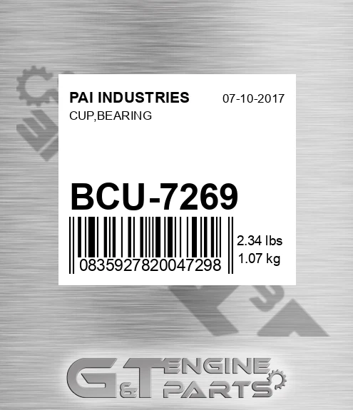 BCU-7269 Cup,bearing for PAI INDUSTRIES