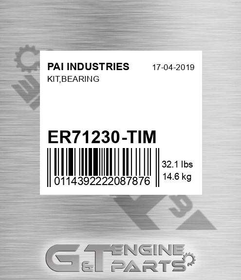 ER71230-TIM Kit,bearing for PAI INDUSTRIES