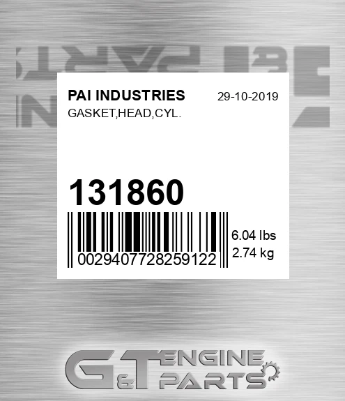 131860 Gasket,head,cyl. for PAI INDUSTRIES