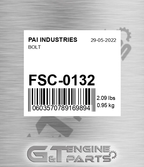 FSC-0132 Bolt for PAI INDUSTRIES