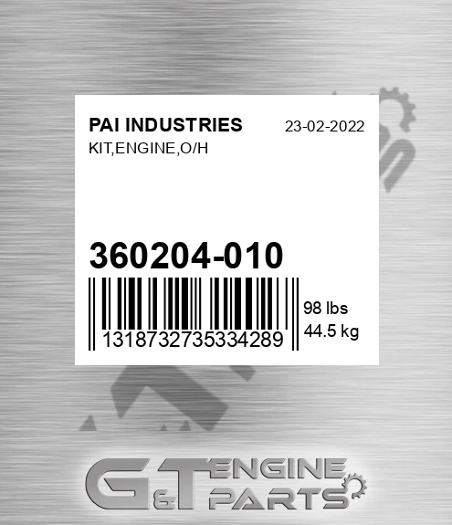 360204-010 Kit,engine,o/h for PAI INDUSTRIES