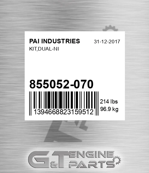 855052-070 Kit,dual-ni for PAI INDUSTRIES