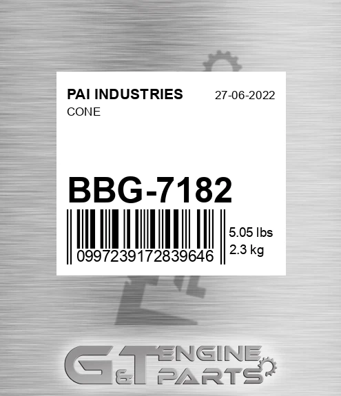 BBG-7182 Cone for PAI INDUSTRIES