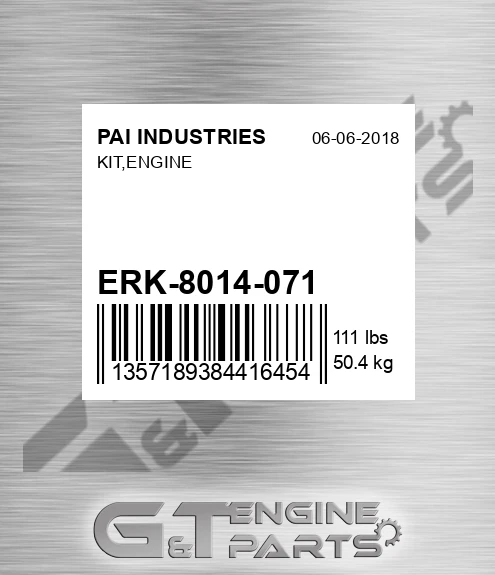 ERK-8014-071 Kit,engine for PAI INDUSTRIES