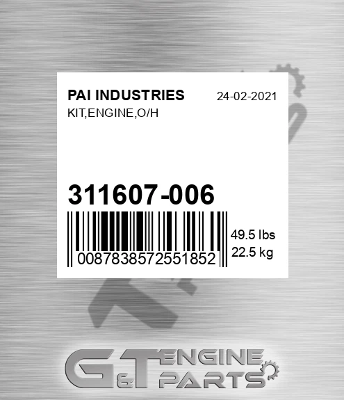 311607-006 Kit,engine,o/h for PAI INDUSTRIES