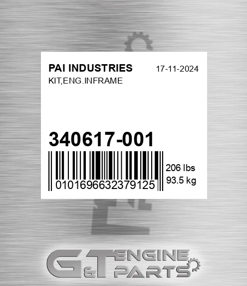 340617-001 Kit,eng.inframe for PAI INDUSTRIES