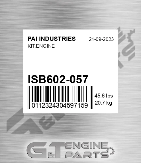 ISB602-057 Kit,engine for PAI INDUSTRIES