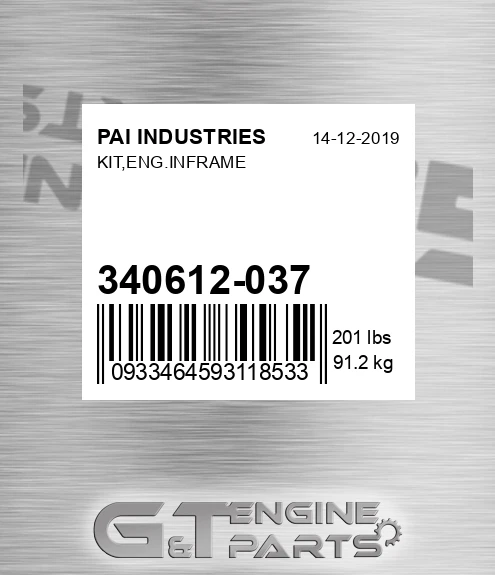 340612-037 Kit,eng.inframe for PAI INDUSTRIES