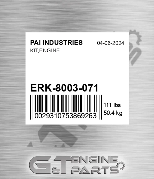ERK-8003-071 Kit,engine for PAI INDUSTRIES