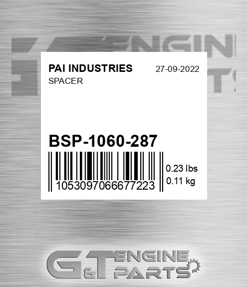 BSP-1060-287 Spacer for PAI INDUSTRIES