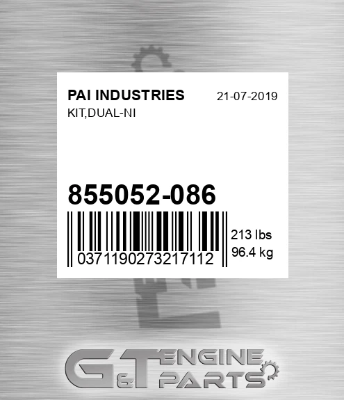 855052-086 Kit,dual-ni for PAI INDUSTRIES