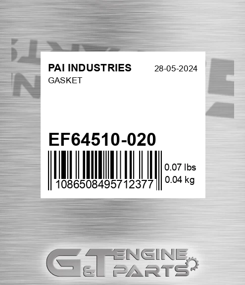 EF64510-020 Gasket for PAI INDUSTRIES