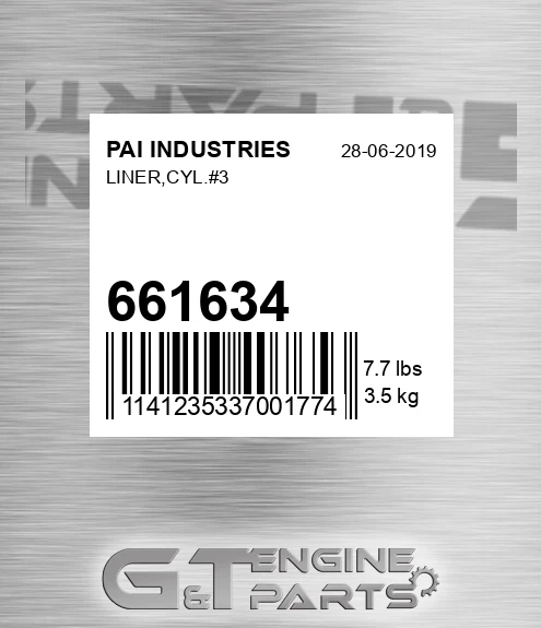 661634 Liner,cyl.#3 for PAI INDUSTRIES