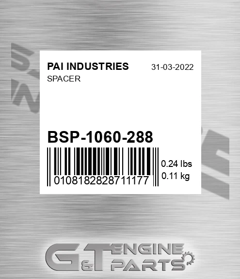 BSP-1060-288 Spacer for PAI INDUSTRIES