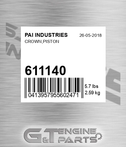 611140 Crown,piston for PAI INDUSTRIES