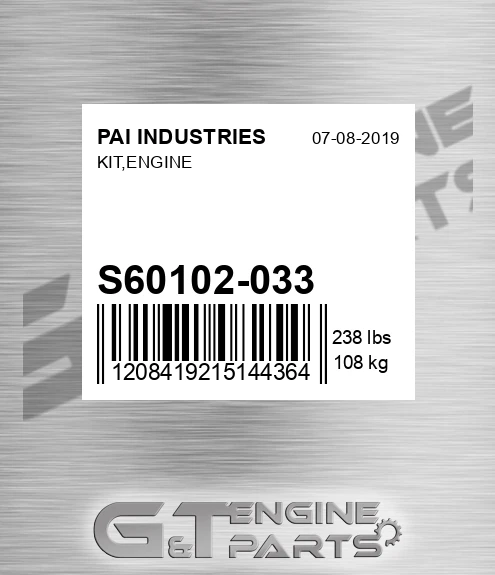 S60102-033 Kit,engine for PAI INDUSTRIES