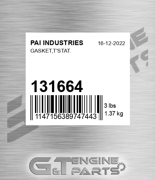 131664 Gasket,t'stat. for PAI INDUSTRIES