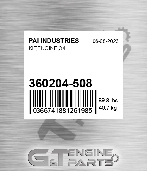 360204-508 Kit,engine,o/h