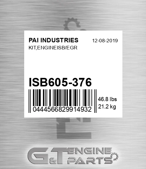 ISB605-376 Kit,engineisb/egr for PAI INDUSTRIES
