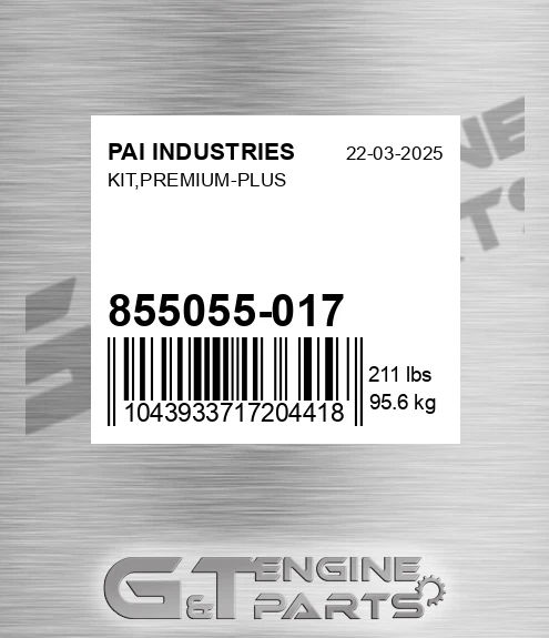 855055-017 Kit,premium-plus for PAI INDUSTRIES