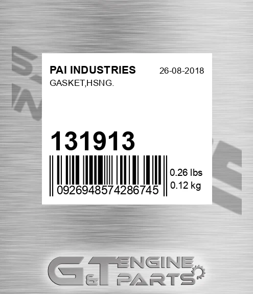 131913 Gasket,hsng. for PAI INDUSTRIES