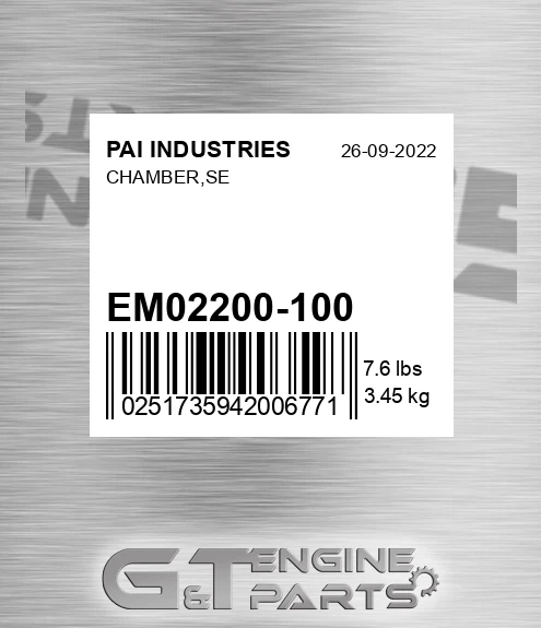 EM02200-100 Chamber,se for PAI INDUSTRIES