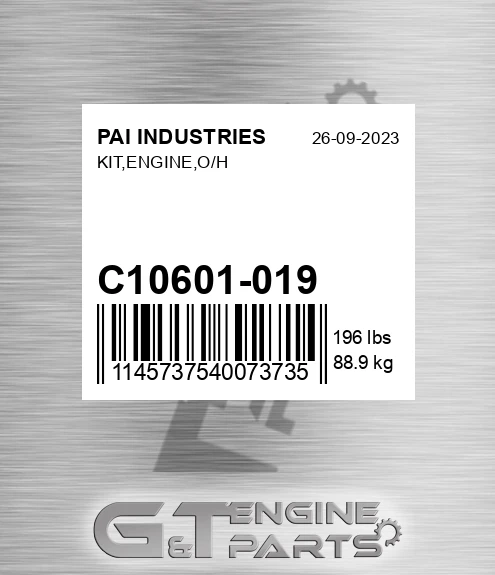 C10601-019 Kit,engine,o/h for PAI INDUSTRIES