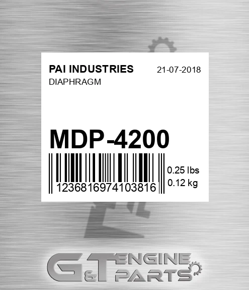 MDP-4200 Diaphragm for PAI INDUSTRIES