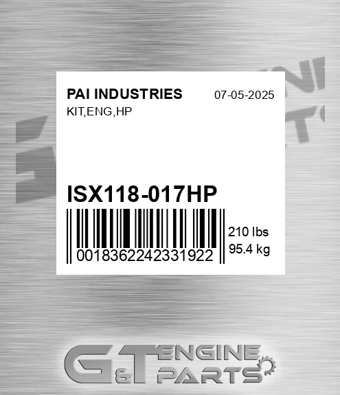 ISX118-017HP Kit,eng,hp